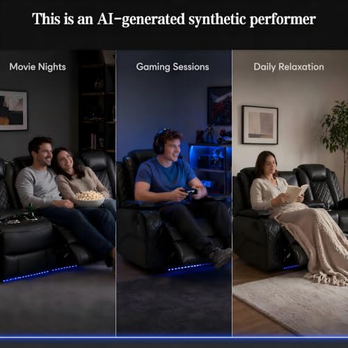 3-Piece Power Reclining Leather Sofa Set with LED Lighting and USB Ports
