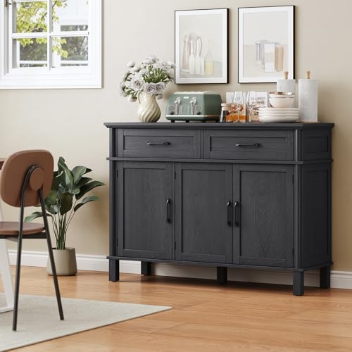 48-Inch Farmhouse Buffet Cabinet - Wood Sideboard with 2 Drawers & 3 Doors