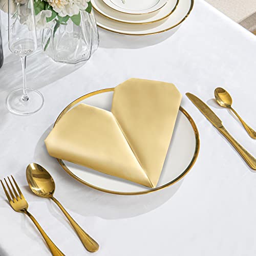 50 Pack Gold Satin Cloth Napkins 20x20 Inch Reusable Dinner Table Linens
