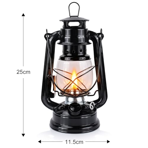 Black Vintage Kerosene Oil Lamp Indoor Hurricane Lanterns - Set of 2