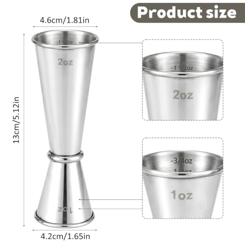 Premium Stainless Steel Double Jigger for Bartending - 1oz and 2oz Measuring Cups, Professional Cocktail Tool Set