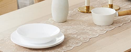 LinenZone 14 x 72 Linen Table Runner with 2 Tassels (Mia 14 x 72, Rectangular)
