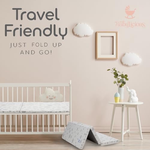 Trifold Pack and Play Mattress Topper - 38" x 26" Waterproof Foam Pad