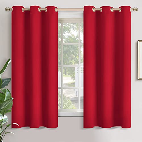 Red Blackout Curtains 63 Inch, Room Darkening Drapes - 2 Panels