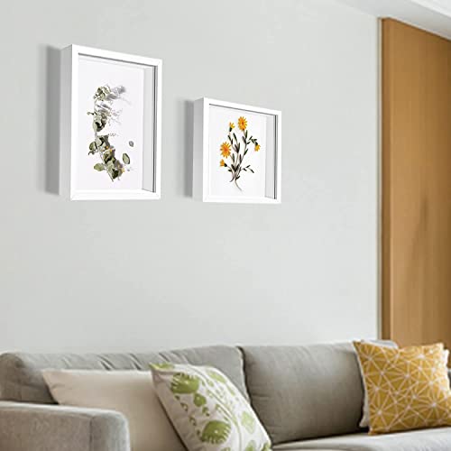 8x8 Shadow Box Frame with Letter Stickers - White 3D Display Case