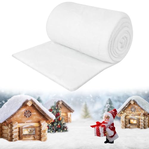 Faux Snow Blanket Roll 2.95 x 7.87 FT - Thick White Christmas Village Decor