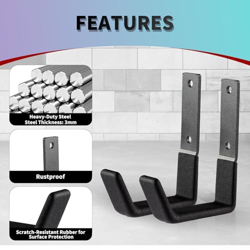 Heavy Duty Wall Mount Utility Hooks, Steel Garage Storage Hanger U-Hook