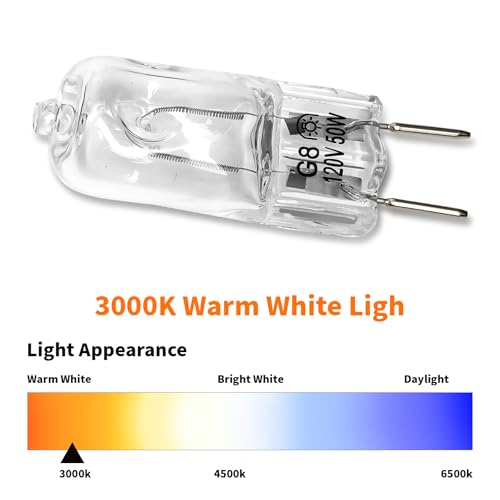 120V 50W G8 Bi-Pin Halogen Microwave Oven Light Bulb - 2 Pack