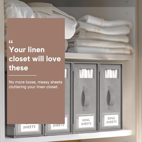 6 Pack Foldable Bed Sheet Organizers and Storage Boxes for Linen Closet