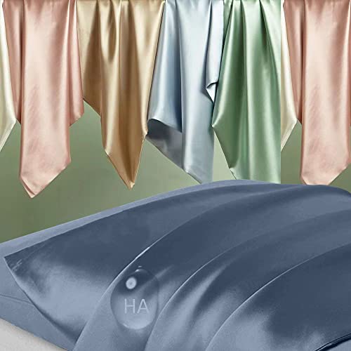 DKBslik Mulberry Silk Pillowcase for Hair and Skin Standard Ash Blue