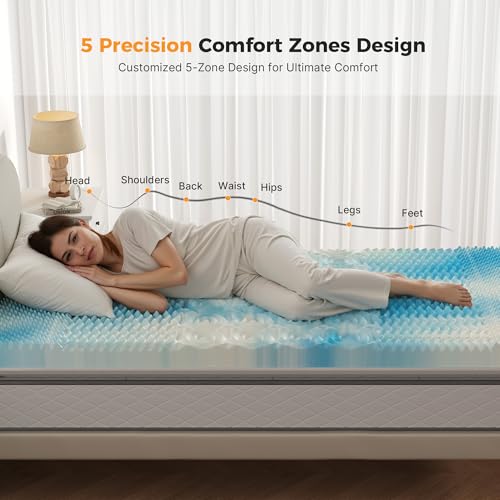 3-Inch Twin Size Memory Foam Mattress Topper with 5-Zone Cooling Gel