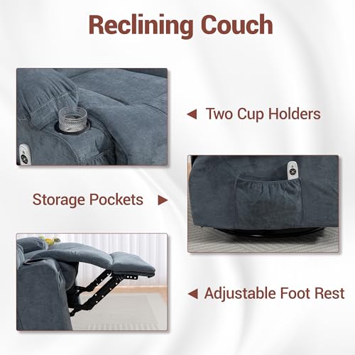 3-Piece Manual Reclining Sofa Set with Massage, Heating and Cup Holders
