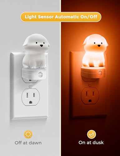 3D Puppy Plug-in LED Night Light with Dusk to Dawn Sensor & RGB Colors