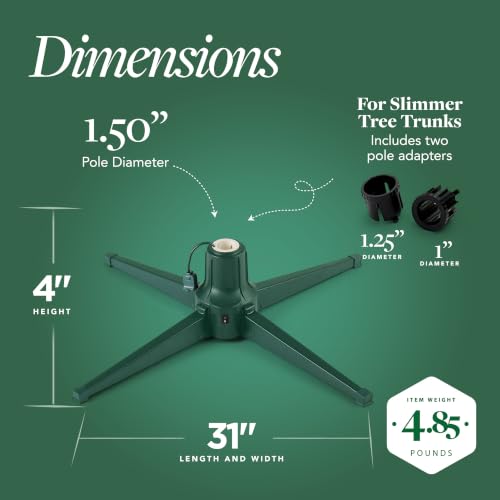 Rotating Christmas Tree Stand for Artificial Trees Up to 7.5ft – Stable 360° Support