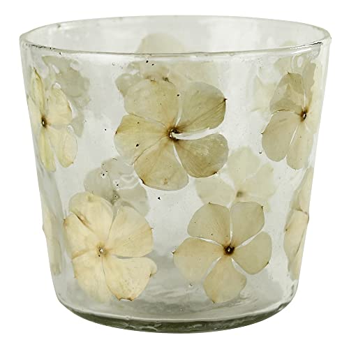 HomArt 4-Inch Enameled Glass Flower Hurricane Candle Holder