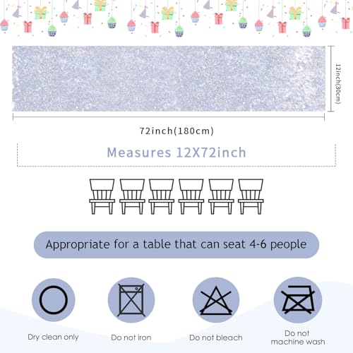 B-COOL 4 Pack Silver Sequin Table Runners 12x72 Inch for Wedding & Party Decor