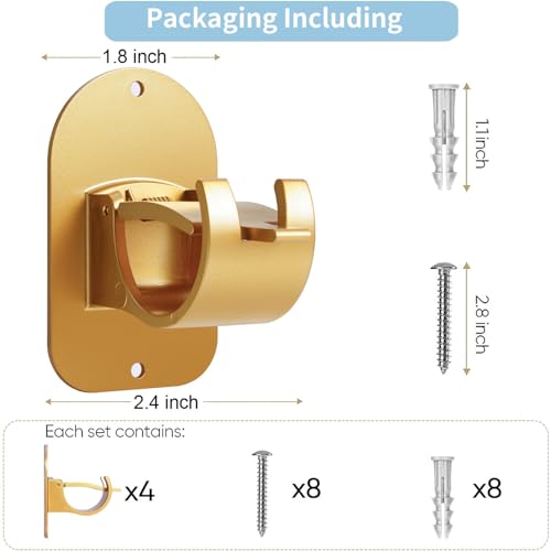 No-Drill Self-Adhesive Curtain Rod Brackets - 4PCS Gold Wall Hangers