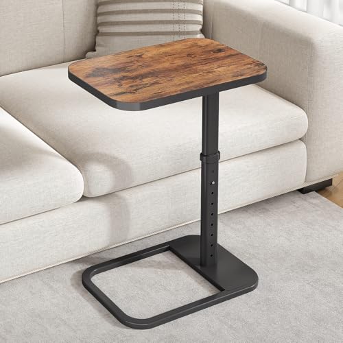 Adjustable C-Shaped TV Tray Table, Flip-Top Side Table for Couch & Laptop