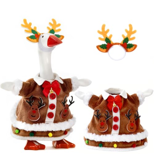 YGEINIT Christmas Deer Goose Outfit for 7 Inch Desk Decorations, Holiday Costume Accessories