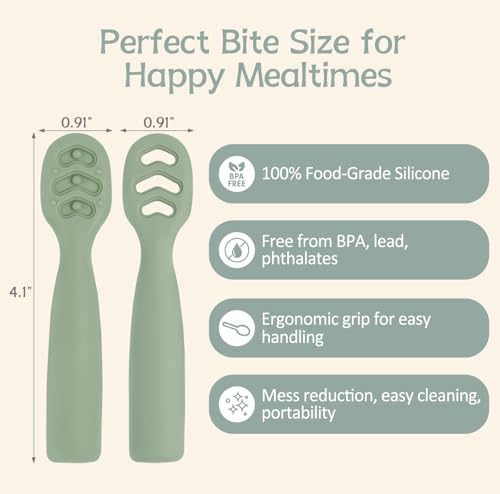 6 Pack Silicone Baby Spoons Set for Self Feeding and Weaning
