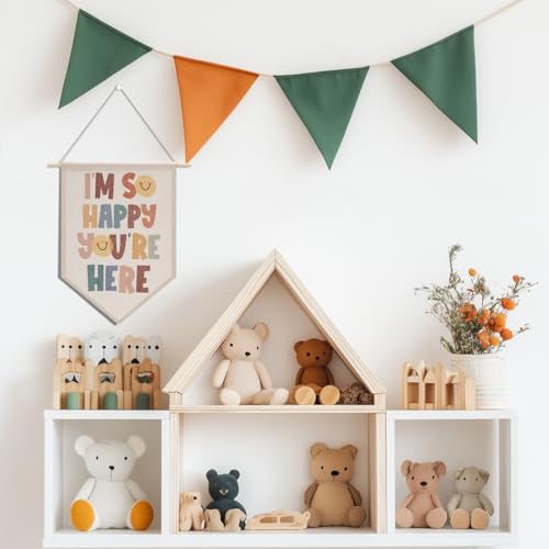 Boho Welcome Wall Banner - Linen Pennant Flag for Classroom & Nursery