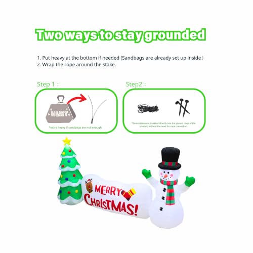 PTS 10ft Inflatable Christmas Snowman with Tree, LED Lights - Outdoor Yard Decor