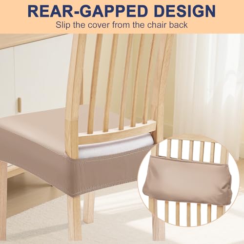 Waterproof PU Leather Dining Chair Covers Set of 4 - Stretch Fit & Easy to Install