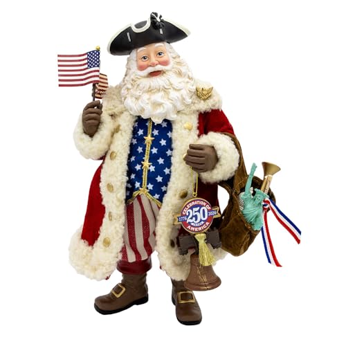 11-Inch Patriotic Musical Santa Figurine - 250th Anniversary Tabletop Decor