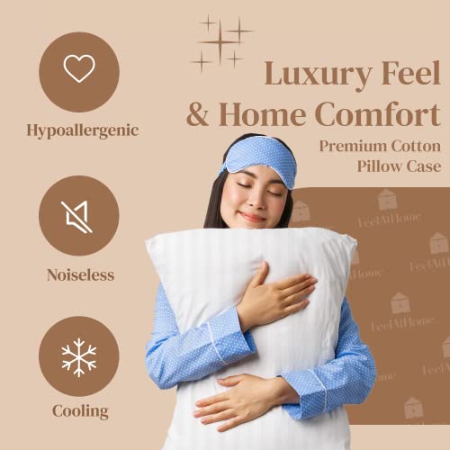 Waterproof Queen Pillow Protectors, 100% Cotton Zippered Covers - 4 Pack