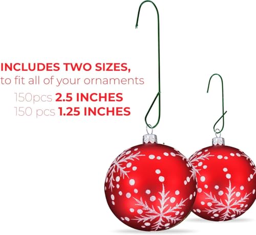 Silver Wire Christmas Ornament Hooks Pack of 300 - Jumbo & Regular Sizes