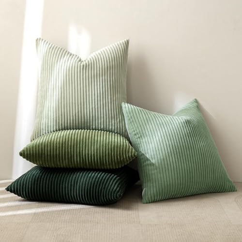 MIULEE Soft Corduroy Decorative Throw Pillow Covers - 18x18 Set of 4