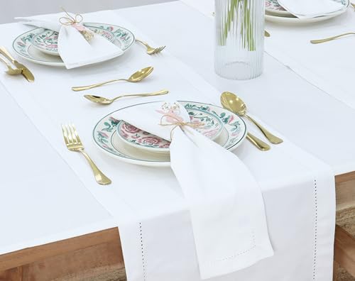 18x18 Inch Cotton Cloth Napkins - Set of 12 Washable White Dinner Napkins