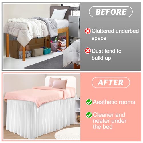 Twin XL Wrap Around Bed Skirt 32 Inch Drop - White Microfiber Dust Ruffle