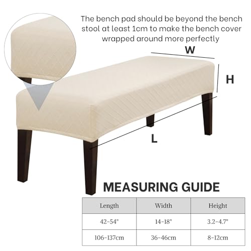Stretch Washable Dining Bench Cover - Soft, Durable Slipcover (Beige)