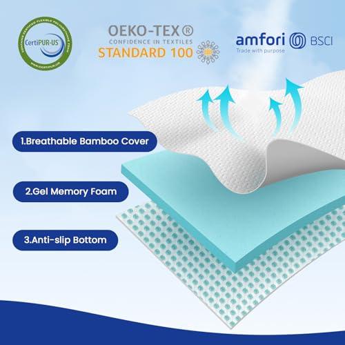 Czpalo 3 Inch Twin XL Cooling Gel Memory Foam Mattress Topper with Cover