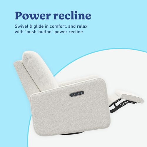 Power Recliner Swivel Glider Nursery Chair, Ivory Bouclé with USB Charging