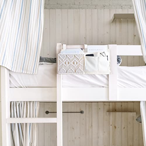 Macrame Bedside Caddy - 7-Pocket Hanging Storage Organizer for Bunk Beds