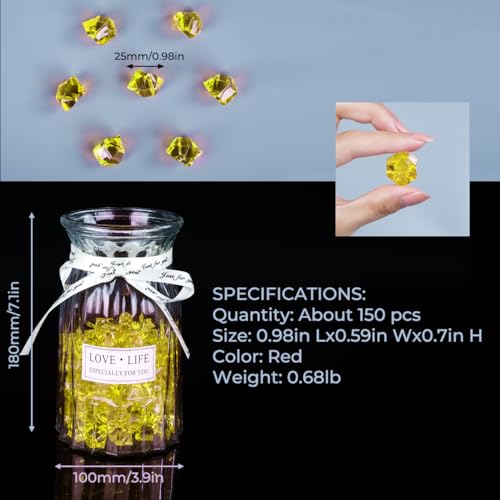 Gold Acrylic Crushed Ice Rocks - 150 Pcs Fake Crystal Gems for Vase Fillers