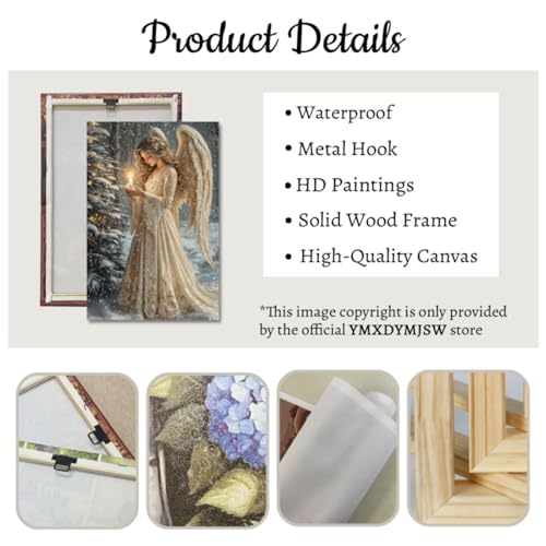 YMXDYMJSW Christmas Canvas Wall Art: Angel & Christmas Tree 20L x 16W