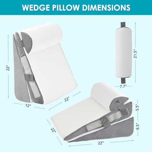 Adjustable Wedge Pillow Set for Surgery Recovery & Acid Reflux Relief