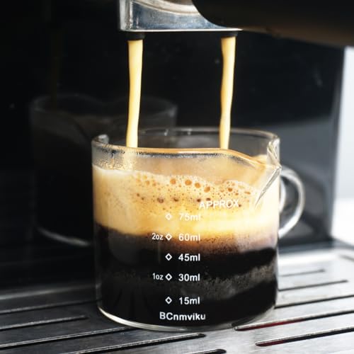 BCnmviku 2 Pack Clear Glass Double Spout Measuring Cups 75ML Espresso Shot Glasses