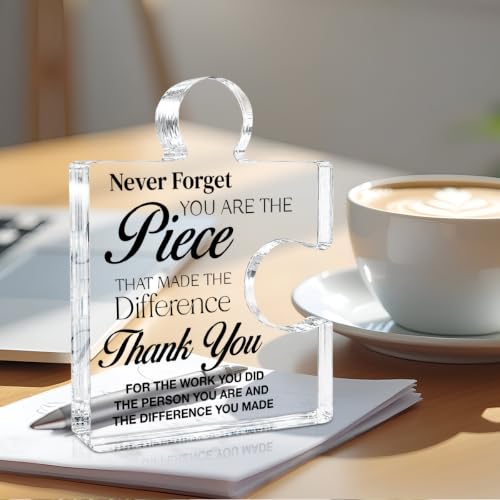 Acrylic Puzzle Piece Thank You Gift for Coworkers, Office Appreciation Plaque