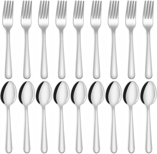 24-Piece Stainless Steel Silverware Set: 12 Dinner Forks and 12 Spoons