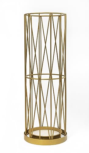 Modern Metal Umbrella Holder with Water-Absorbing Soakstone Tray - Gold