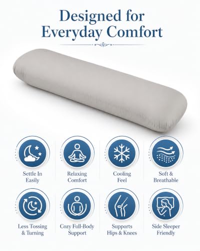 Weighted Body Pillow 6.5lbs Cooling Support for Side Sleepers | 41" x 10"