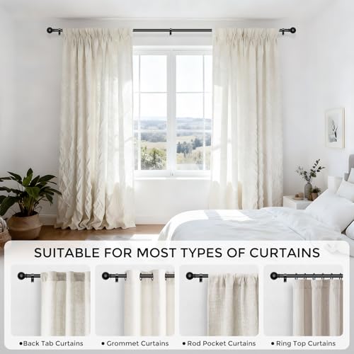 Matte Black Adjustable Curtain Rod 18-45 Inch, 5/8 Inch Small Window Rod