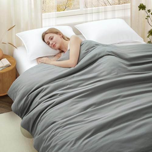 Grey Cotton Duvet Cover for Weighted Blanket 60"x80" - Soft & Breathable