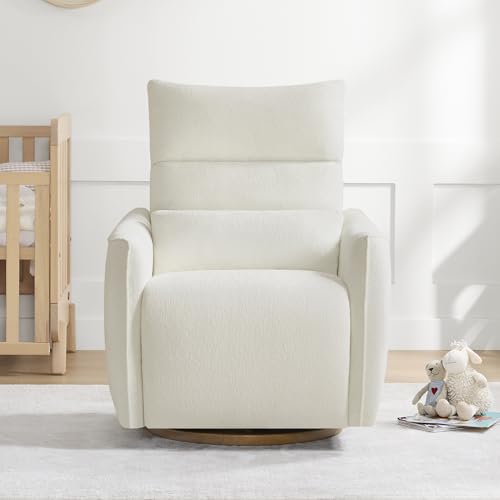 Power Swivel Glider Recliner with Adjustable Headrest, Cream