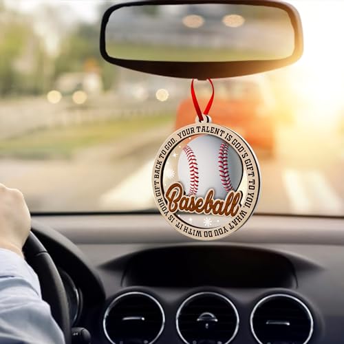 Baseball Christmas Ornament - Wooden Holiday Keepsake for Tree Decor