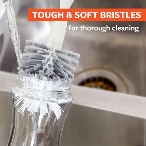 Deep Cleaning Water Bottle Brush with Bamboo Handle & Replaceable Head